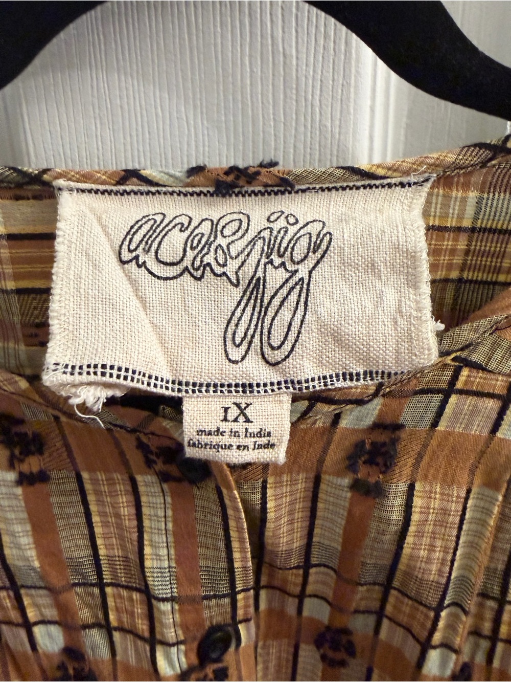 Ace & Jig Boho Plaid Button-Front Birdie Blouse 1X - Picture 4 of 10